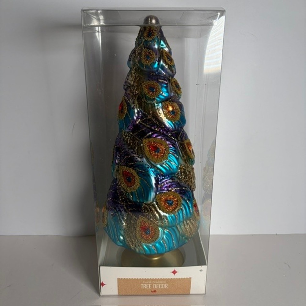 NEW Glass Peacock Tree Topper Holiday Lane Patina Decorated Finish Macy's